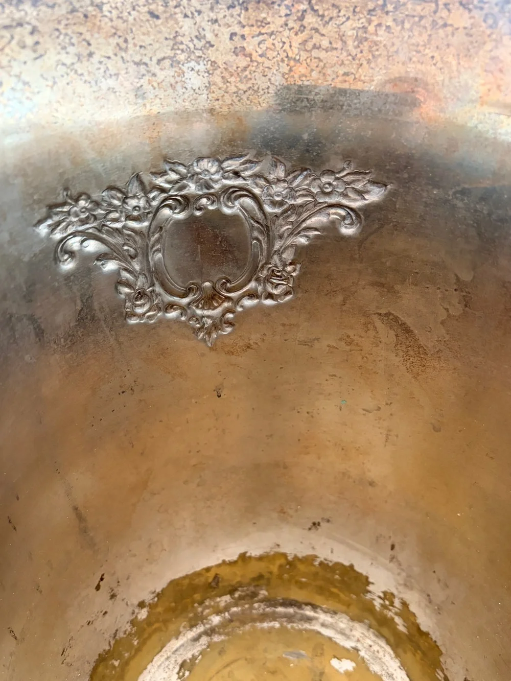 Vintage Silver-Tone Decorative wine bucket with Rhinestone Emblellishments